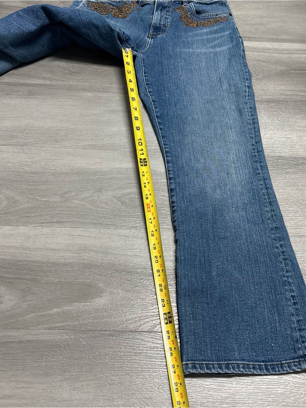 Lauren Ralph Lauren Embellished Y2K Western Boho Statement Vintage Blue Jeans 8P - Picture 6 of 8